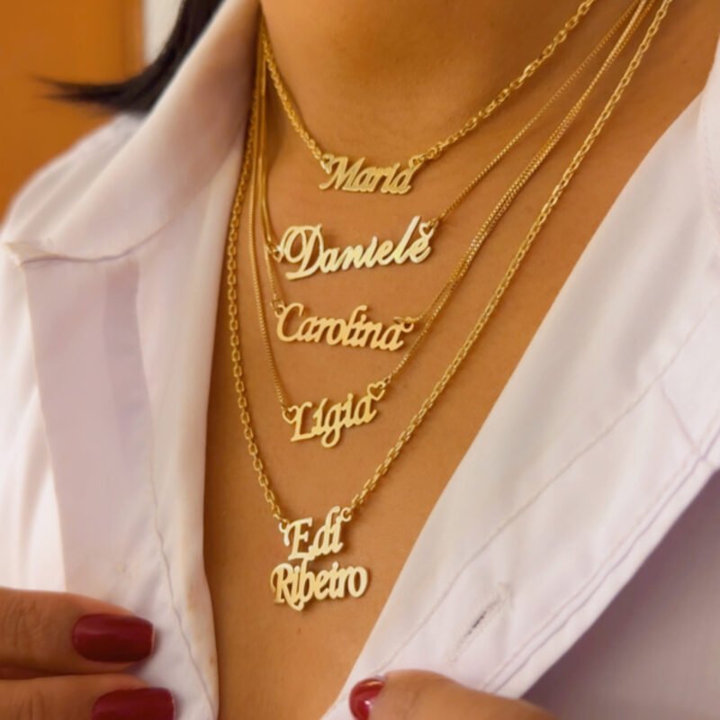 Colar Personalizado Nome Simples Banho Ouro 18k