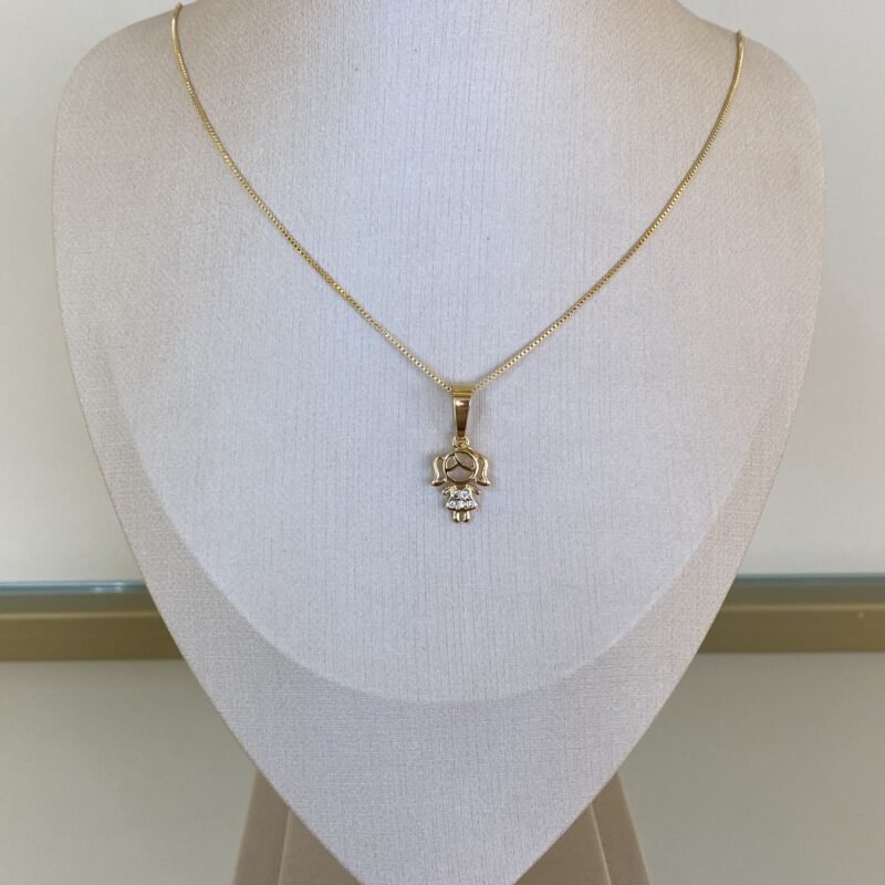 Colar Pingente Menina Banhado Ouro 18k