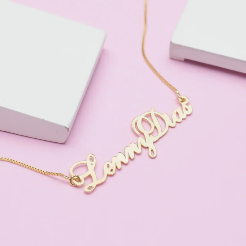 Colar com Nome Composto Personalizado Dourado 6 Colar com Nome Composto Personalizado Dourado