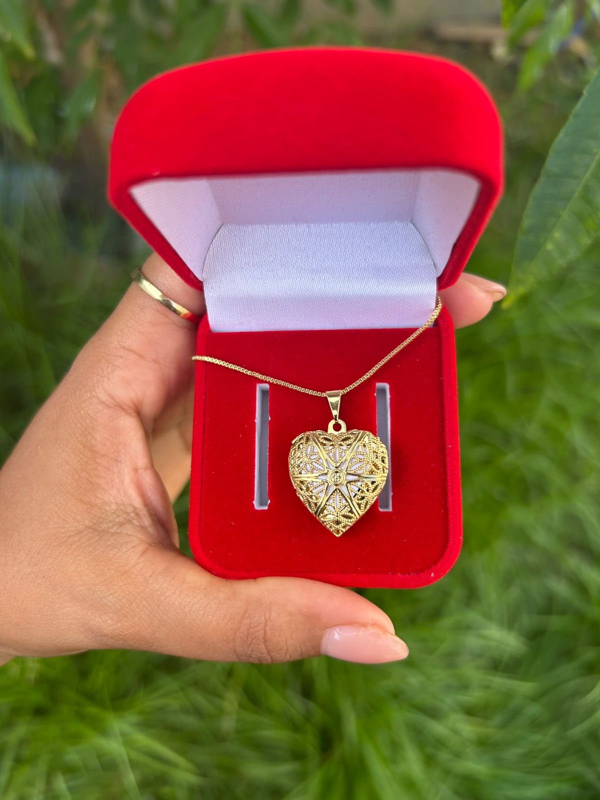 Colar Relicário Coração Meu Tesouro Com duas Fotos - Imagem 2