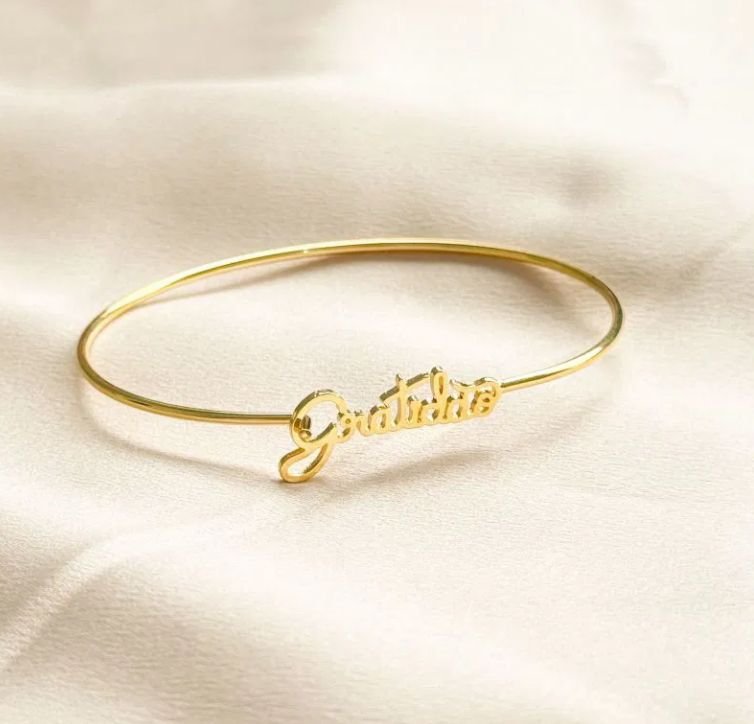 BRACELETE GRATIDÃO BANHO OURO 18K