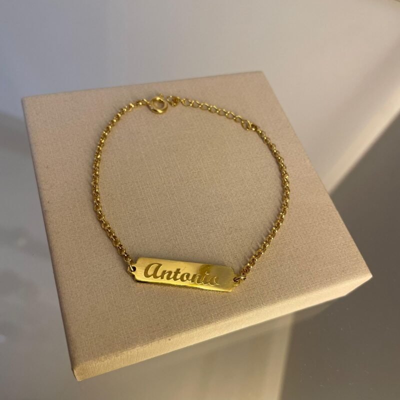 PULSEIRA INFANTIL PERSONALIZADO BANHADO A OURO 18K
