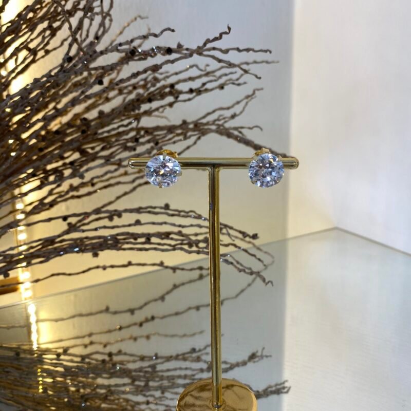 Brinco Ponto De Luz Virginia (G) Banho Ouro 18k