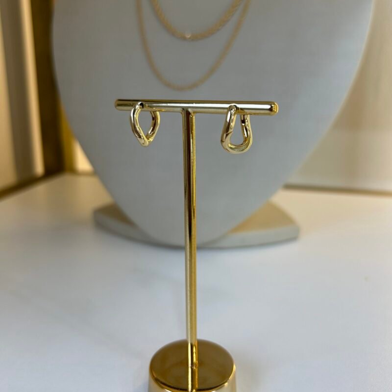 Argola Geométrica Robusta Banho Ouro 18k
