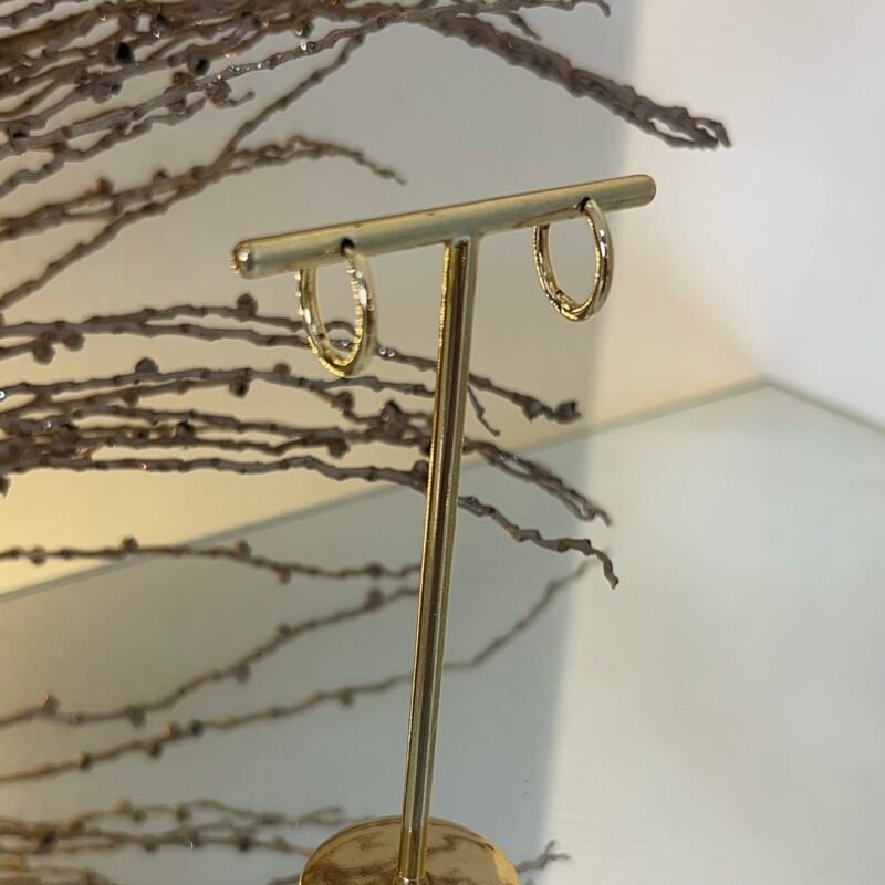 Brinco Argola fina media Banho Ouro 18k