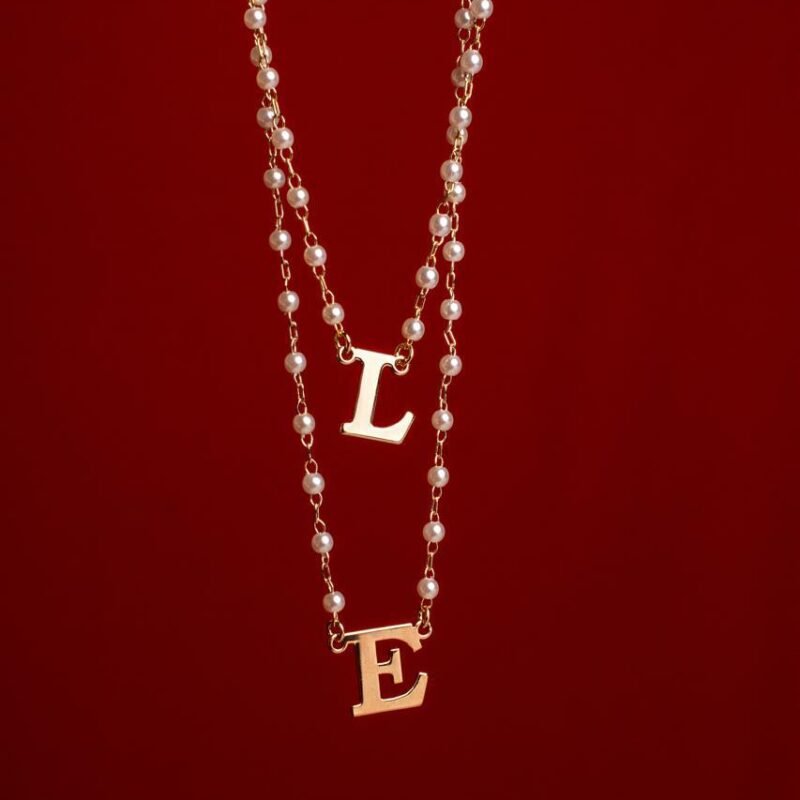 Colar Inicial corrente perola Personalizado Banhado a Ouro 18k