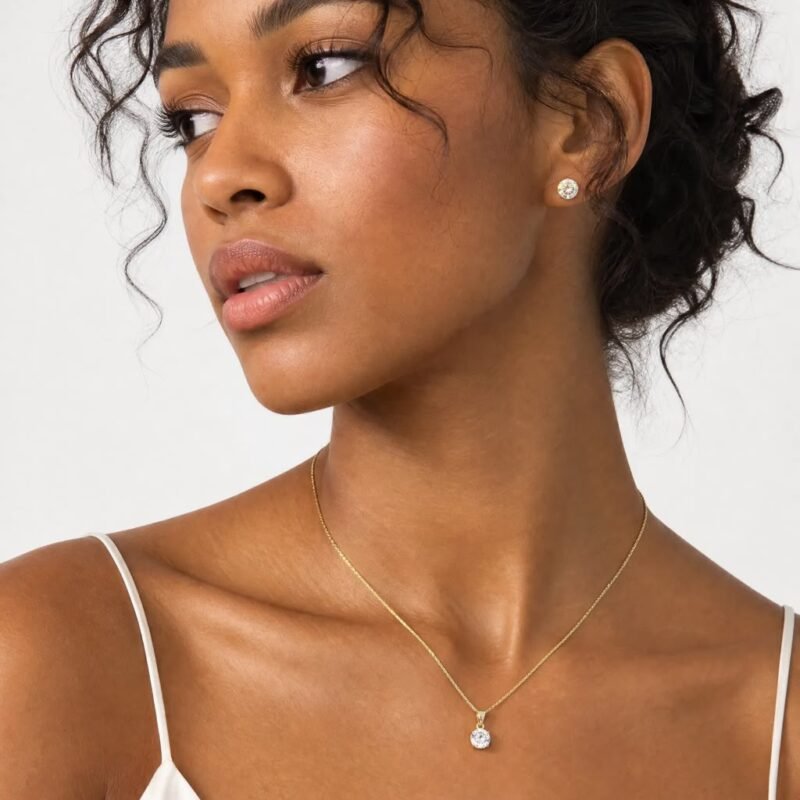 Conjunto de Semijoias Ponto de Luz (M) Banhado a Ouro 18K